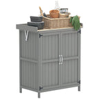 Wooden Garden Shed, Garden Tool Storage Shed with Hinged Roof and Shelf, Outdoor Storage Cabinet with Double Doors Outsunny