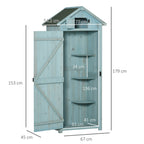 Garden Shed Vertical Utility 3 Shelves Shed Wood Outdoor Garden Tool Storage Unit Storage Cabinet, 77 x 54.2 x 179cm Outsunny