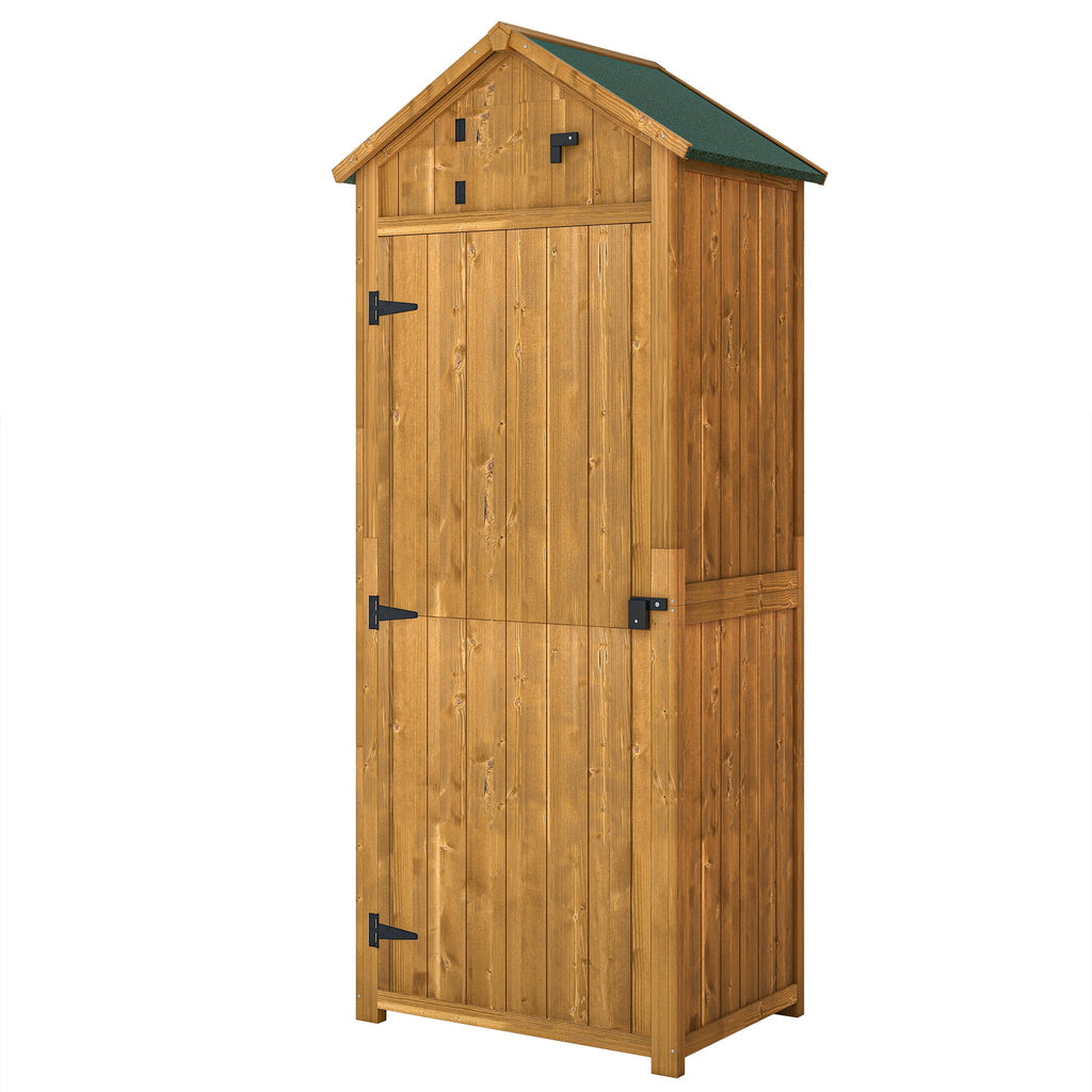 Garden Shed Wood Outdoor Garden Tool Storage Unit with 3 Detachable Shelves, 77 x 54.2 x 179cm Outsunny