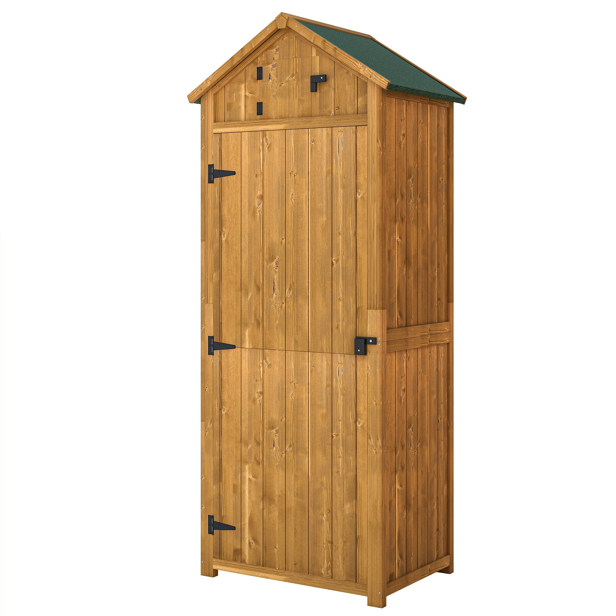 Garden Shed Wood Outdoor Garden Tool Storage Unit with 3 Detachable Shelves, 77 x 54.2 x 179cm Outsunny