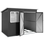 8.5 x 6ft Storage Shed Galvanised Steel Garden Shed, Metal Shed with Foundation Kit, Window, Lockable Wide Doors and Air Vents for Outdoor Patio Outsunny
