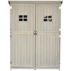Wooden Garden Shed with Two Windows, Tool Storage Cabinet, Outdoor Double Door Organizer 127.5L x 50W x 164H cm Outsunny