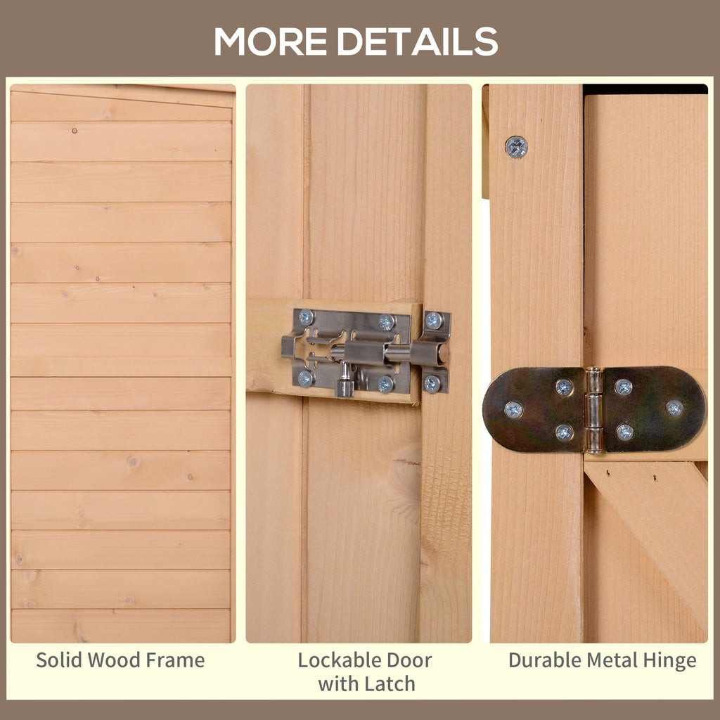 Wooden Small Shed, Garden Storage Shed with Shelves and Bolt Latch, 75L x 56W x115H cm, Natural Outsunny