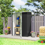 5ft x 3ft Metal Garden Storage Shed, Outdoor Tool Shed with Sloped Roof, Lockable Door for Tools, Equipment Outsunny