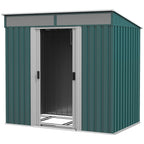 6.5 x 4FT Galvanised Metal Shed with Foundation Kit, Lockable Tool Garden Shed with Double Sliding Doors, Vents Outsunny