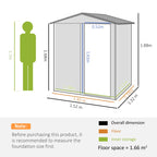 Garden Metal Tool Storage Shed with Sliding Door, Sloped Roof and Floor Foundation, 152 x 132 x 188cm Outsunny