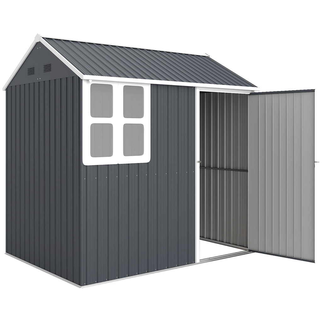 7 x 6ft Galvanised Garden Shed, with Latch Outsunny