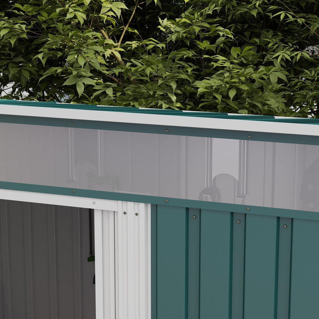 6.5 x 4FT Galvanised Metal Shed with Foundation Kit, Lockable Tool Garden Shed with Double Sliding Doors, Vents Outsunny