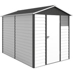 9x 6FT Metal Outdoor Garden Shed, Galvanised Tool Storage Shed w/ Sloped Roof, Lockable Door for Patio Lawn, Dark Grey Outsunny