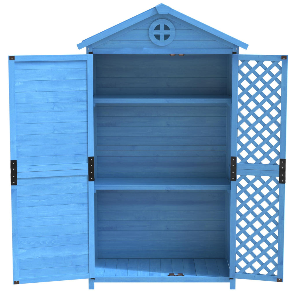 Outdoor Wooden Storage Shed with Ventilation Slots, Weatherproof Roof, Fir Wood Tool House for Garden, Backyard, 90L x 56.5W x 175.5H cm AU Store