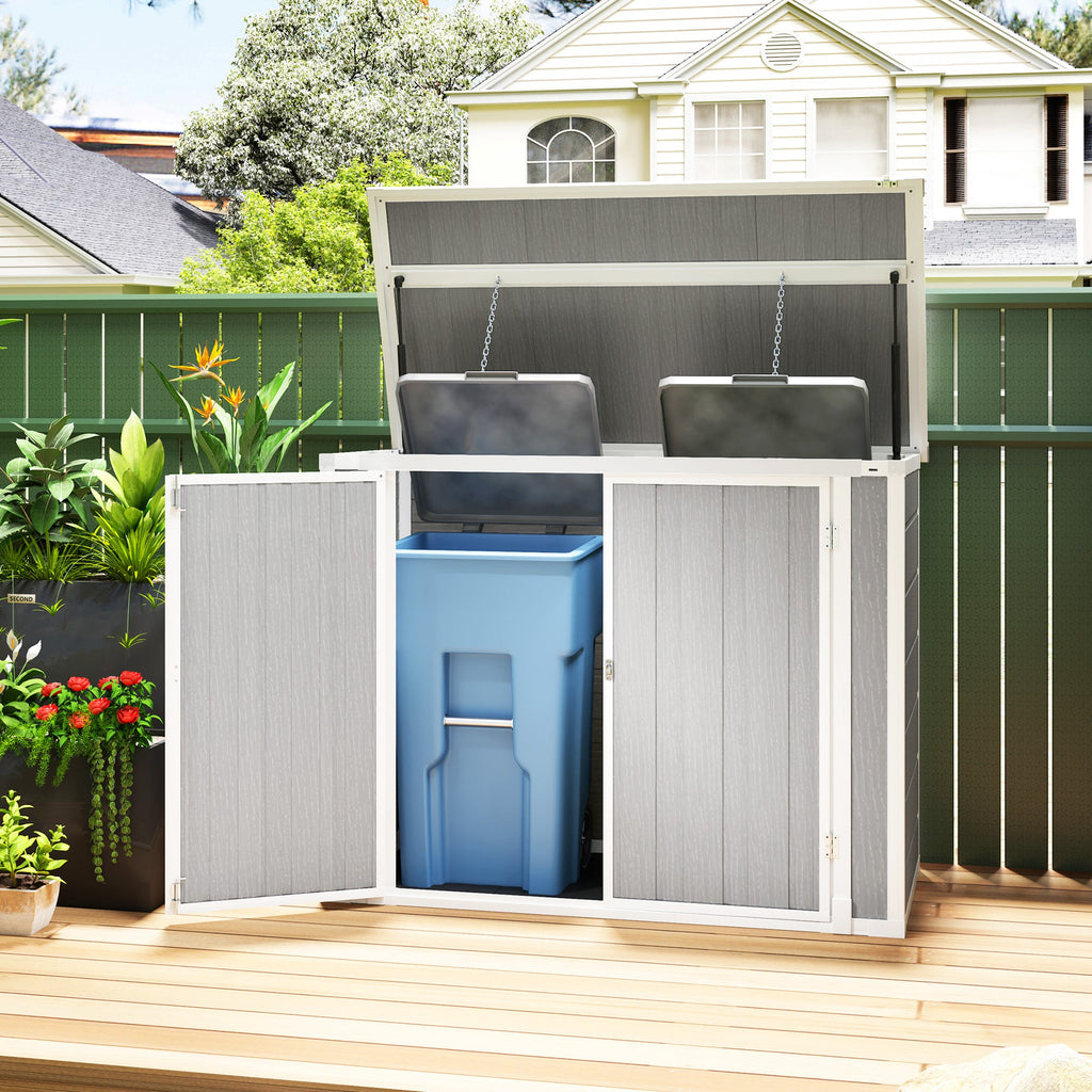 4.7 x 2.5FT Garden Shed, Lockable Outdoor Storage with Openable Lid, Small Shed for 2 Trash Cans, Tools, Patio Outsunny