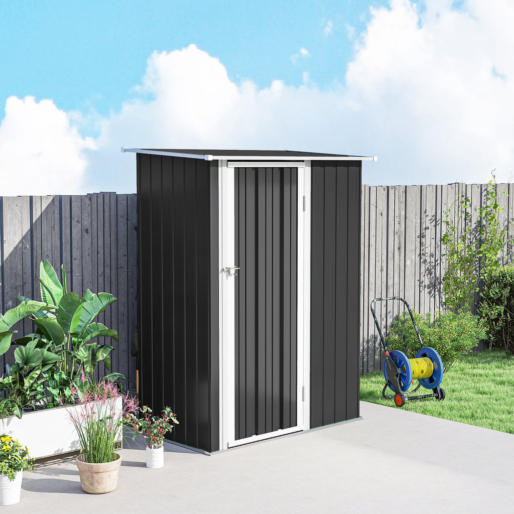 5ft x 3ft Metal Garden Storage Shed, Outdoor Tool Shed with Sloped Roof, Lockable Door for Tools, Equipment Outsunny