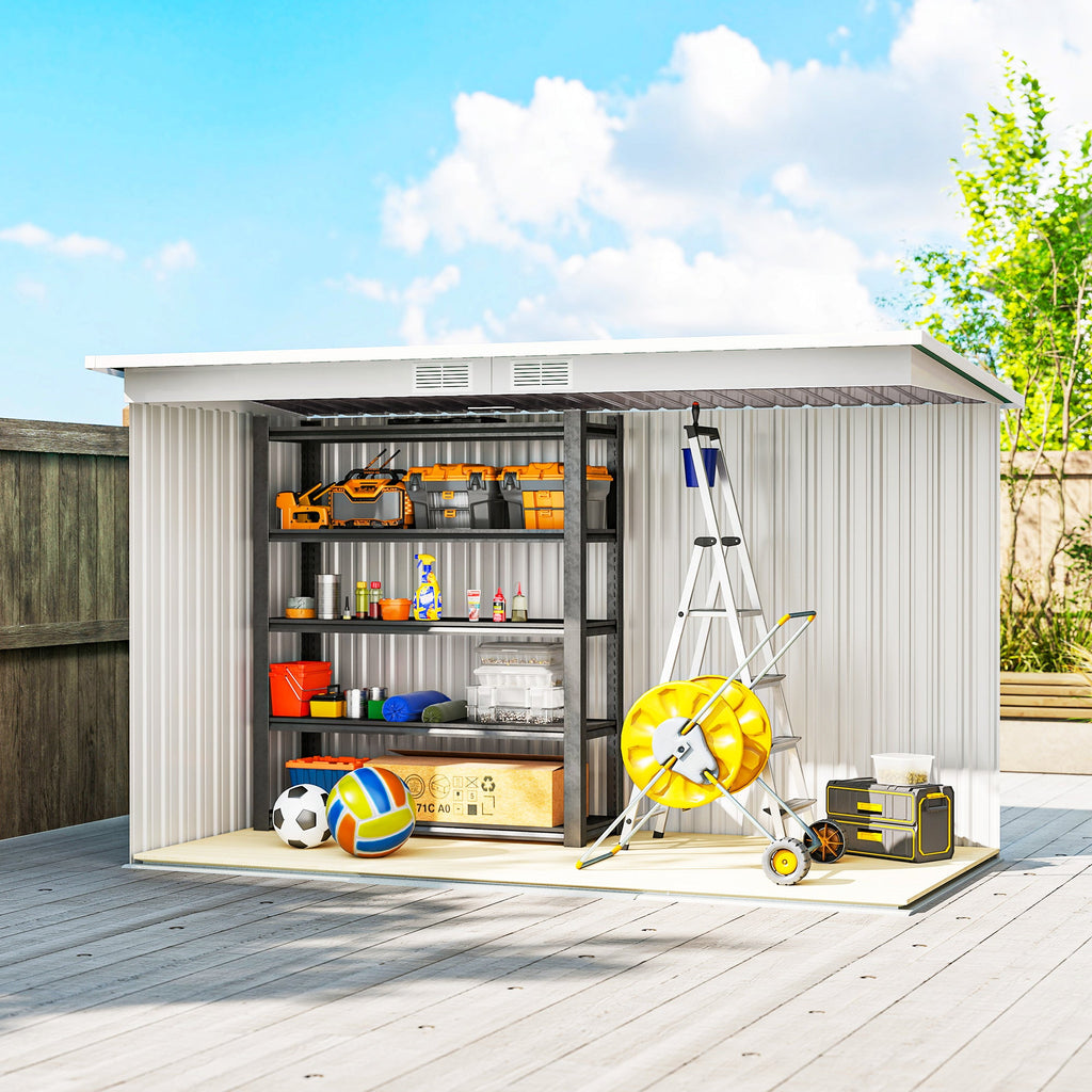Corrugated Garden Shed 9 x 4 Ventilated Lockable Tool Shed for Outdoor Equipment Outsunny