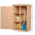Wooden Small Shed, Garden Storage Shed with Shelves and Bolt Latch, 75L x 56W x115H cm, Natural Outsunny