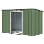 9ft x 4ft Metal Garden Shed, Outdoor Tool House with Foundation Kit, Ventilations and Double Doors Outsunny