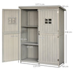 Wooden Garden Shed with Two Windows, Tool Storage Cabinet, Outdoor Double Door Organizer 127.5L x 50W x 164H cm Outsunny