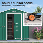 6.5ft x 3.5ft Metal Garden Storage Shed for Outdoor Tool Storage with Double Sliding Doors and 4 Vents Outsunny