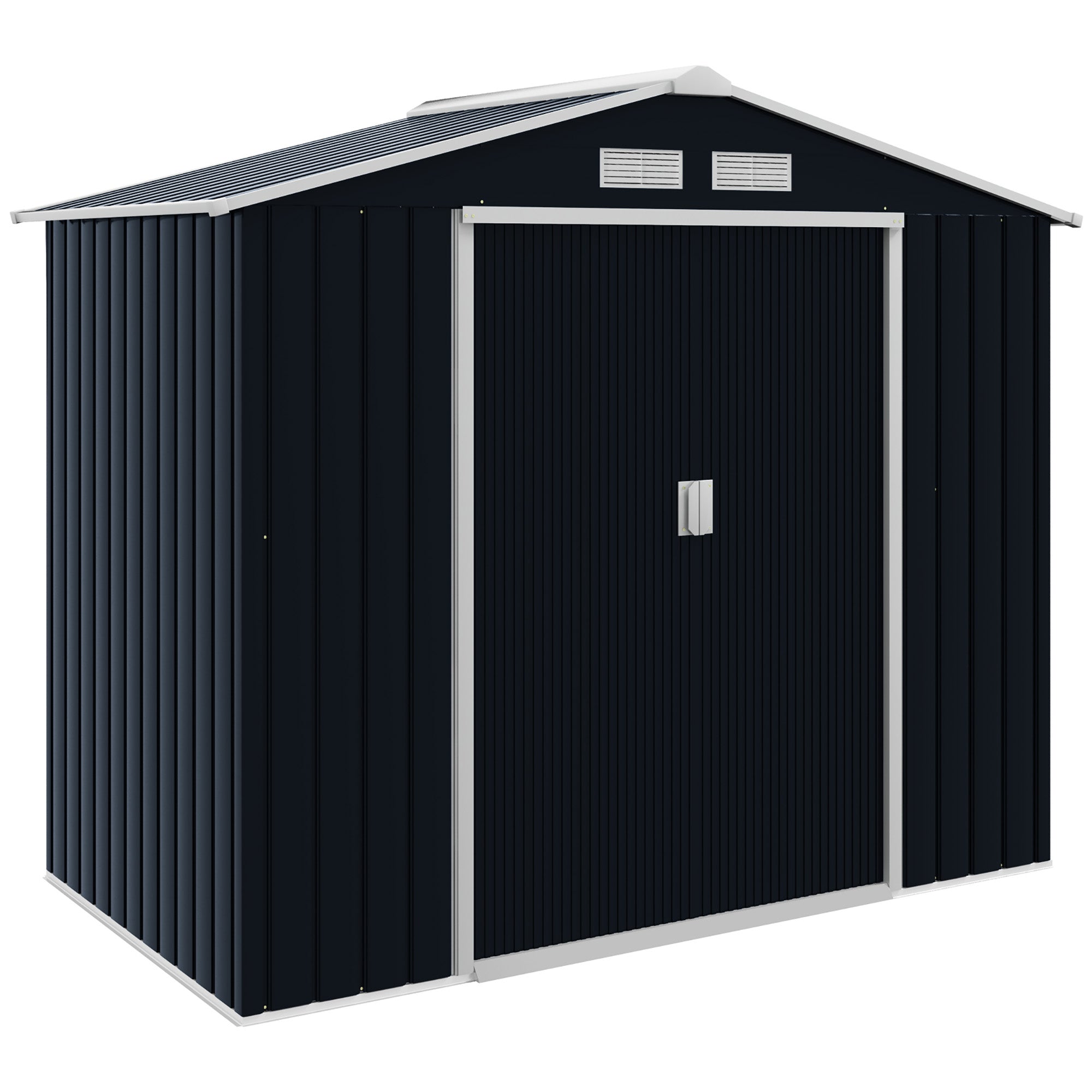 7 x 4ft Weatherproof Shed, Outdoor Bike Storage Shed with Ventilation Slots, Foundation Kit and Lockable Double Doors Outsunny