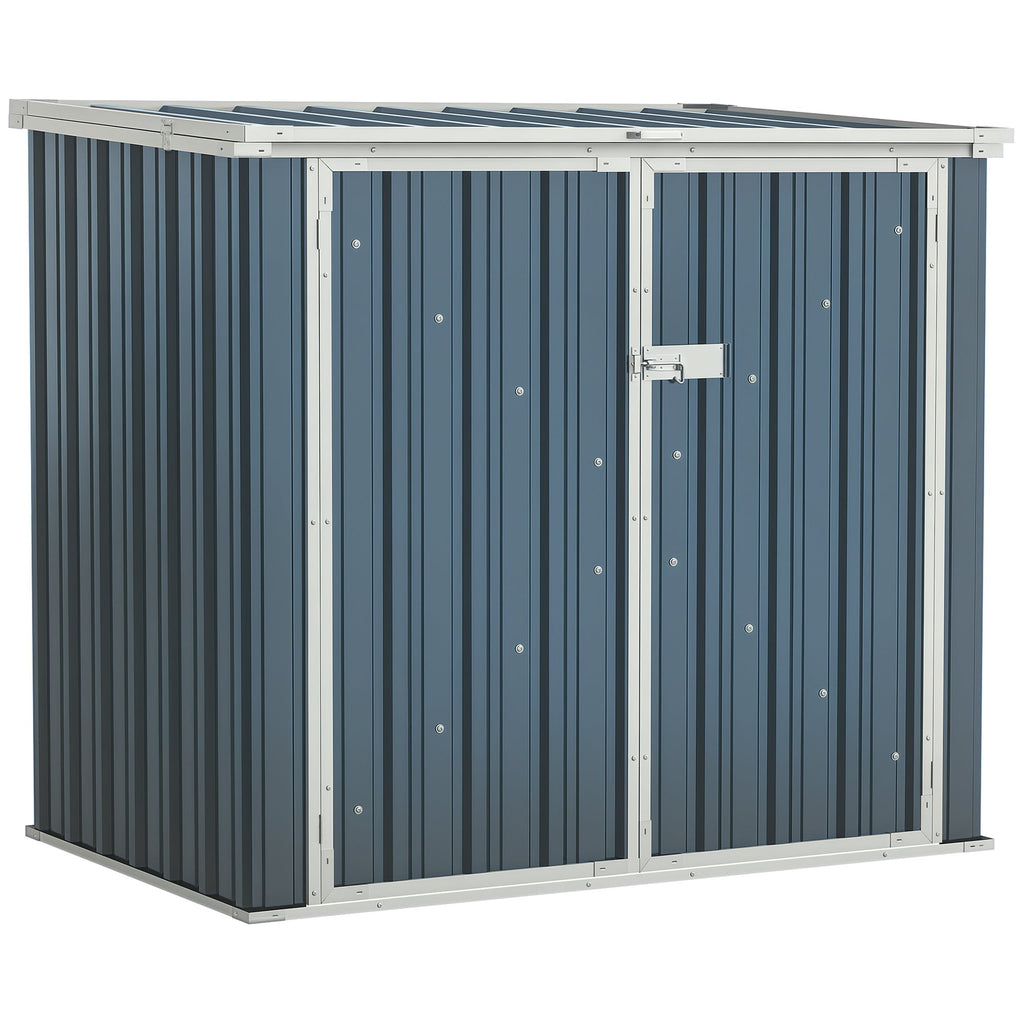 5ft x 3ft Garden 2-Bin Steel Storage Shed, Double Rubbish Storage Shed, Hide Dustbin w/ Locking Doors and Openable Lid Outsunny