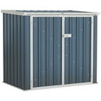 5ft x 3ft Garden 2-Bin Steel Storage Shed, Double Rubbish Storage Shed, Hide Dustbin w/ Locking Doors and Openable Lid Outsunny