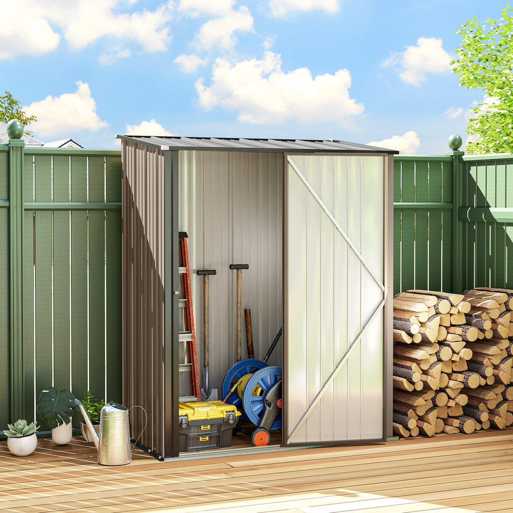 5.3 x 3.1ft Corrugated Steel Garden Shed Outsunny