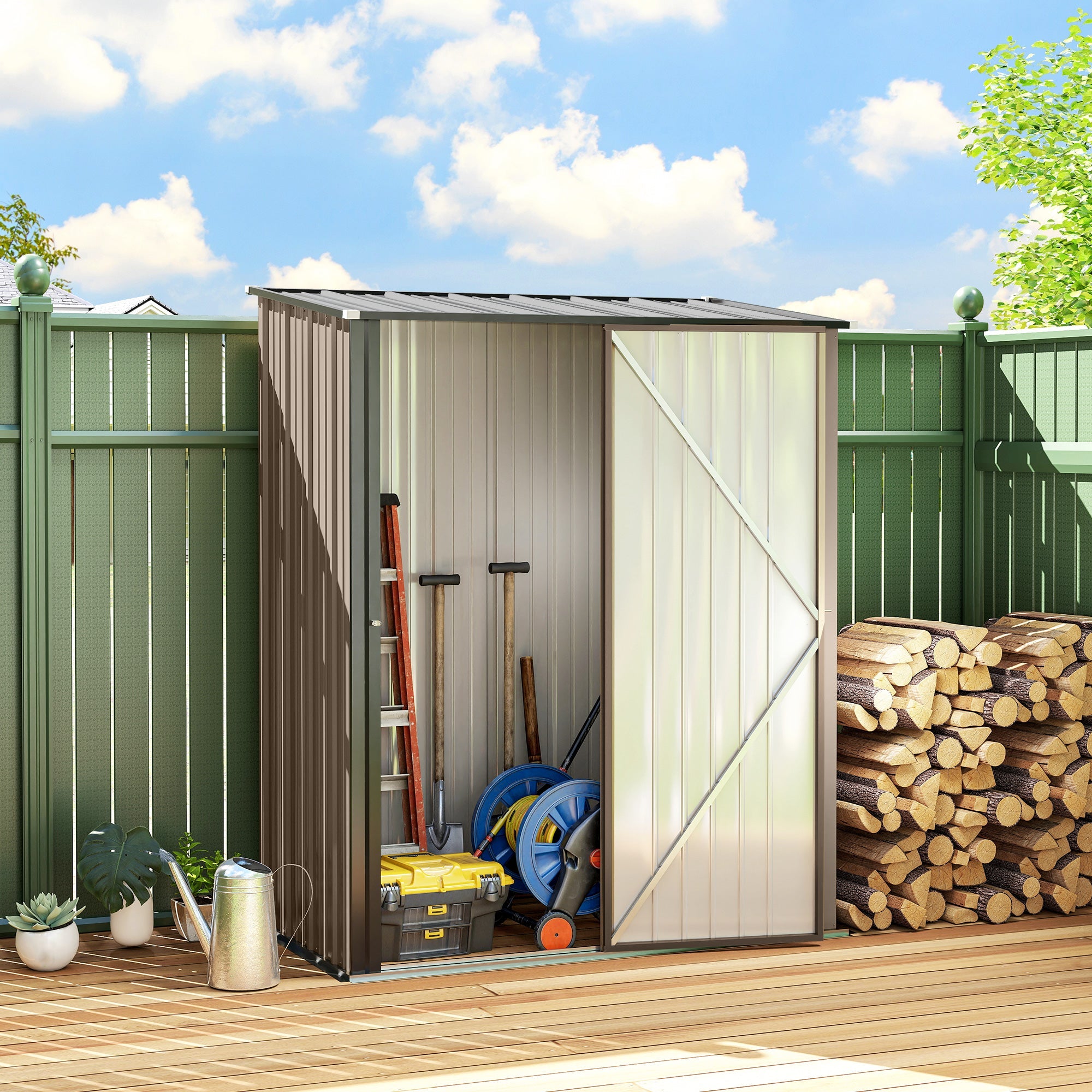 5.3 x 3.1ft Corrugated Steel Garden Shed Outsunny