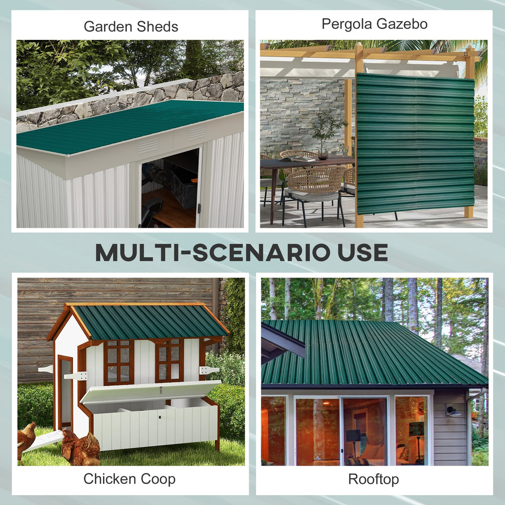 Set of 12 Corrugated Steel Roof Sheet Panels Outsunny