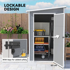 4'x5' Garden Storage Shed, Lean to Shed, Lockable Garden Shed with Window, Vent and Plastic Roof, Grey Outsunny