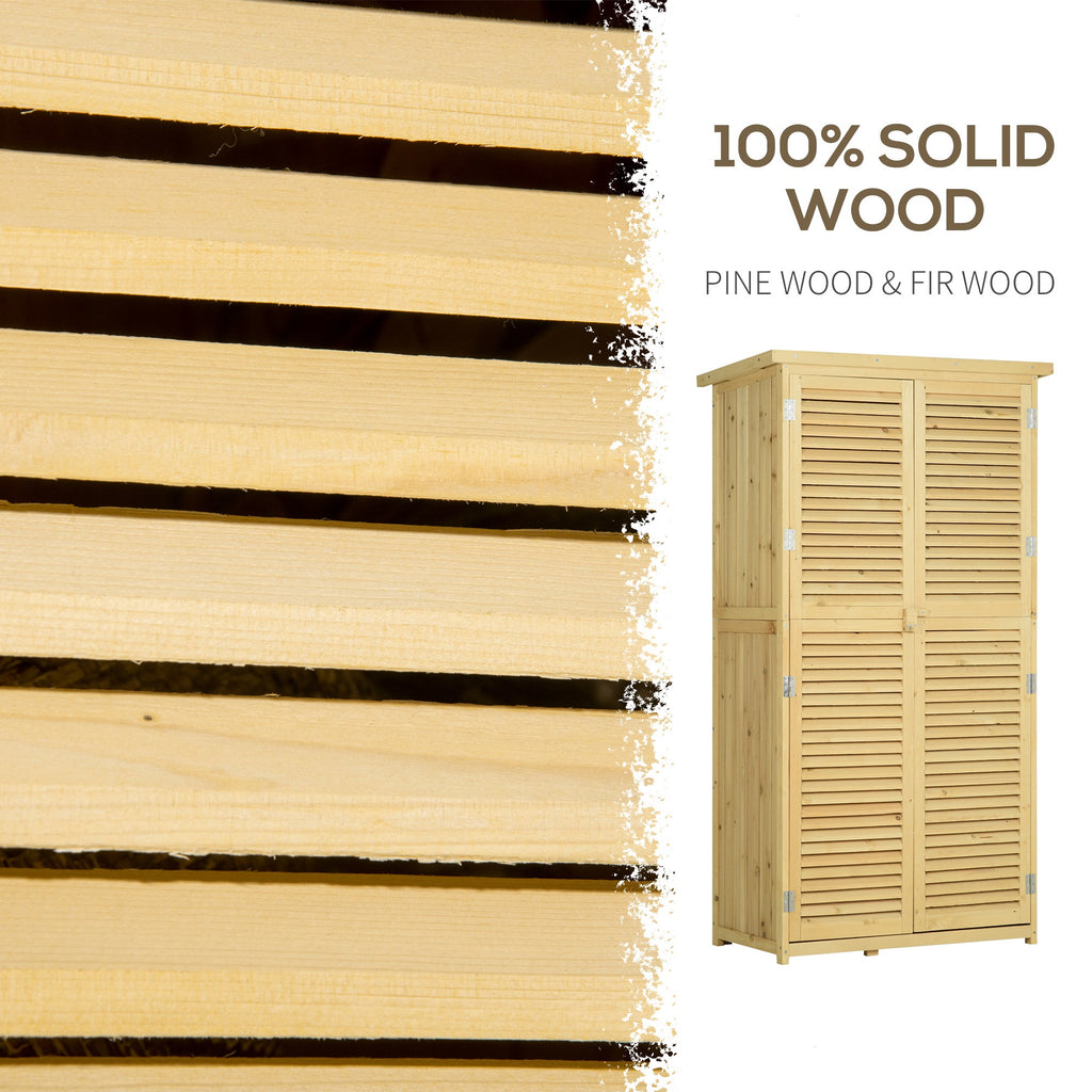 87 x 47 x 160cm Wooden Garden Shed, Sheds & Outdoor Storage with Asphalt Roof and 2 Lockable Doors, Natural Outsunny