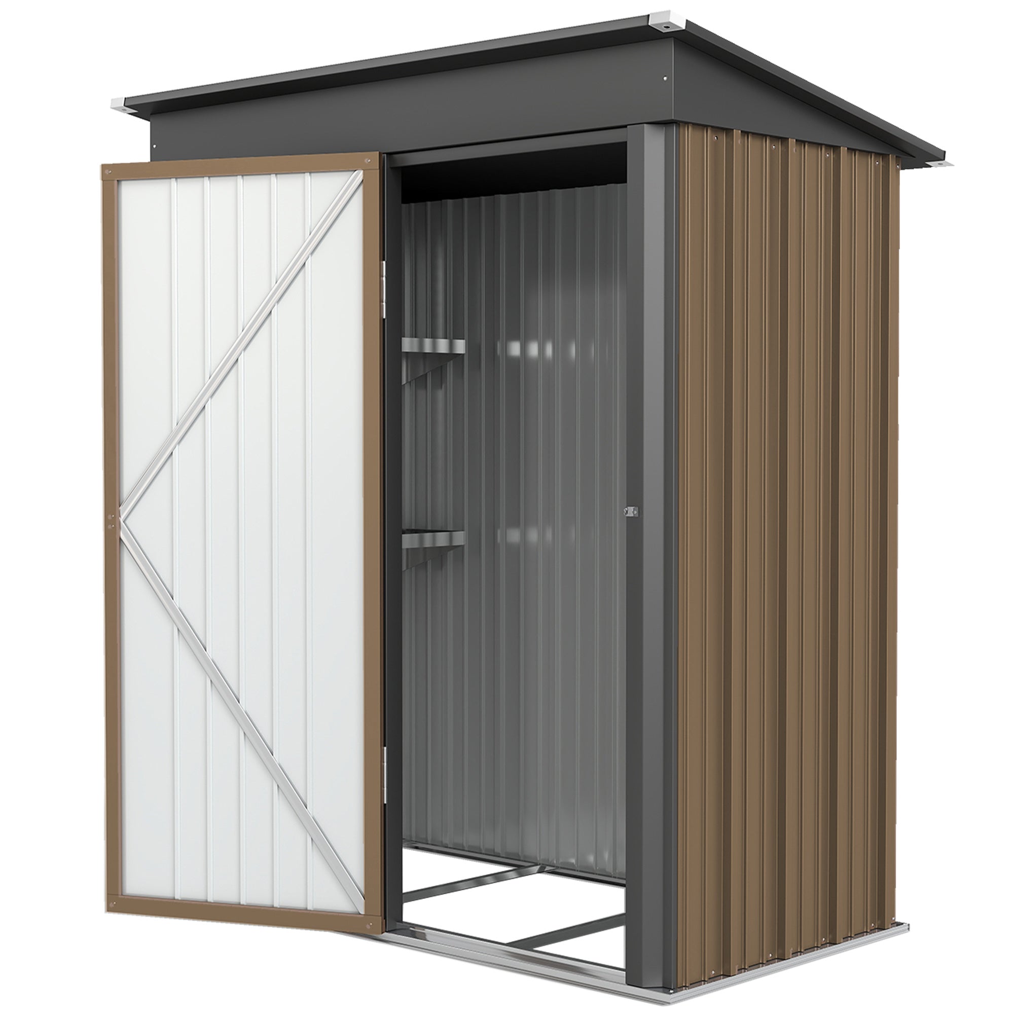 5 x 3ft Corrugated Steel Storage Shed, with Lock Outsunny