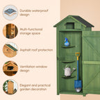 Small Shed, Tall Slim Wooden Garden Shed with 3 Removable Shelves and Roof Hatch, Compact Outdoor Tool Storage Cabinet with Asphalt Roof and Door Latch, 77 x 54.2 x 179 cm Outsunny