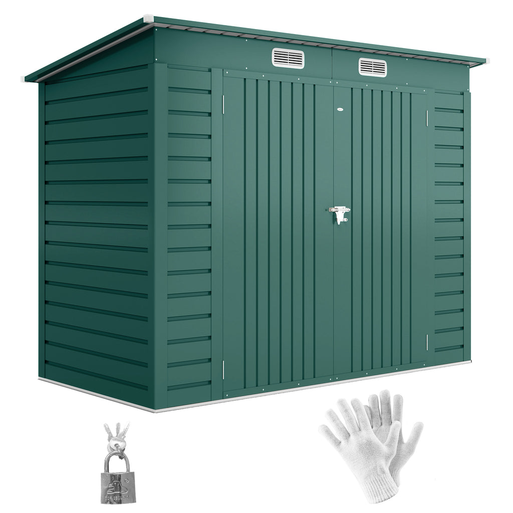 3.7 x 7.9ft Galvanised Steel Shed, with Latched Door and Padlock
