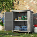 Garden Shed Wooden Garden Storage Shed 2 Door Unit Solid Fir Wood Garage Tool Organisation Cabinet, 87L x 46.5W x 96.5Hcm Outsunny