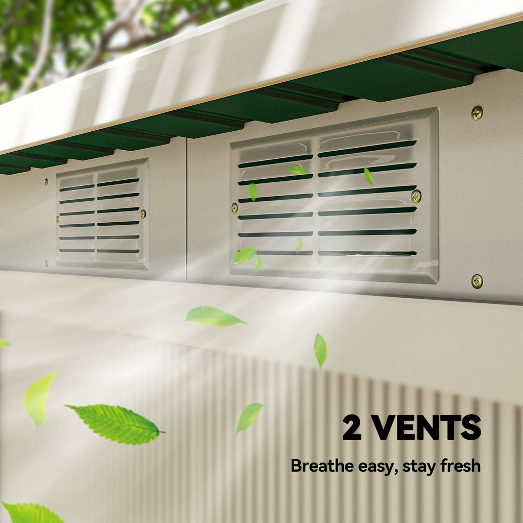 9ft x 4ft Metal Garden Shed, Outdoor Tool House with Foundation Kit, Ventilations and Double Doors Outsunny