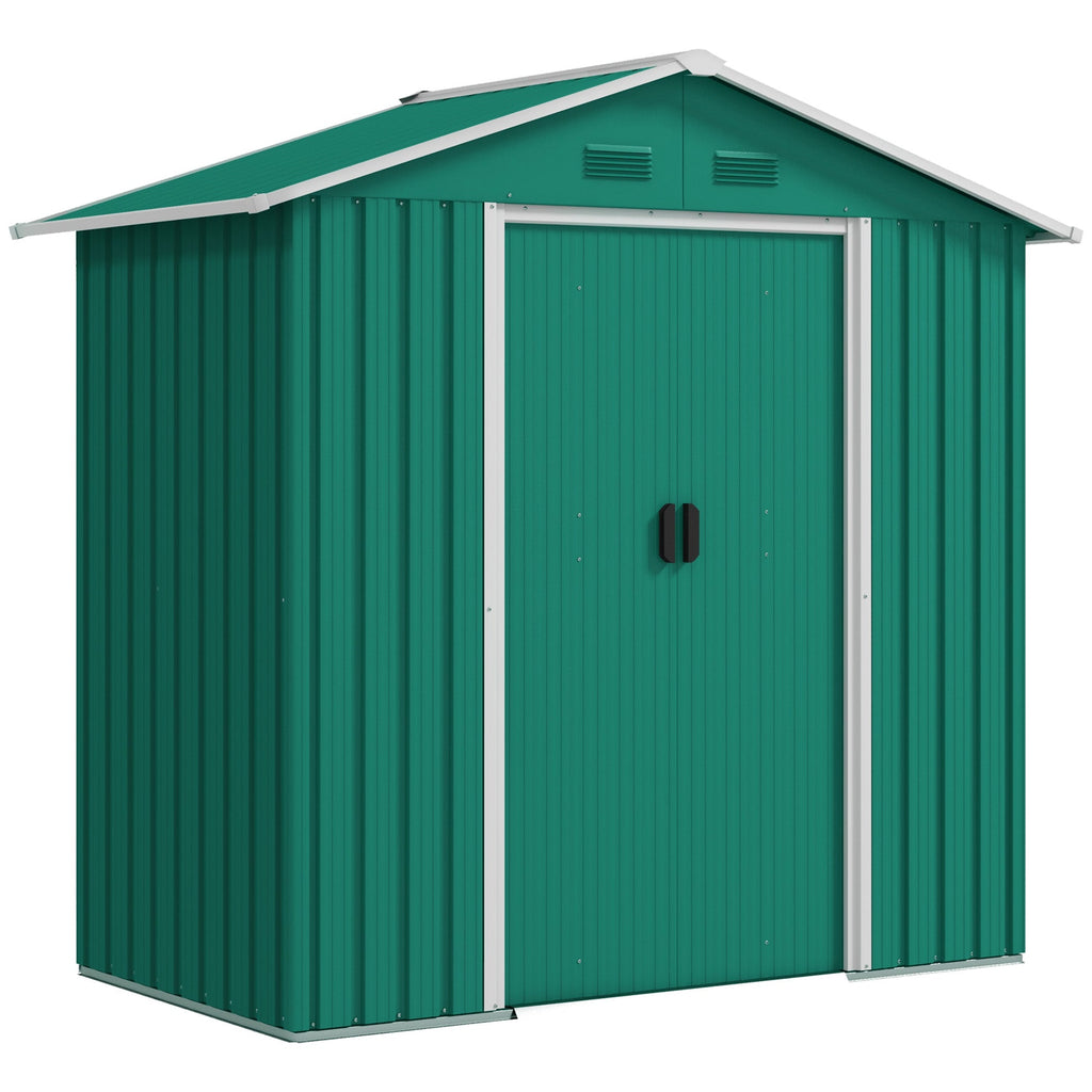 6.5ft x 3.5ft Metal Garden Storage Shed for Outdoor Tool Storage with Double Sliding Doors and 4 Vents Outsunny