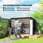 8.5 x 6ft Storage Shed Galvanised Steel Garden Shed, Metal Shed with Foundation Kit, Window, Lockable Wide Doors and Air Vents for Outdoor Patio Outsunny