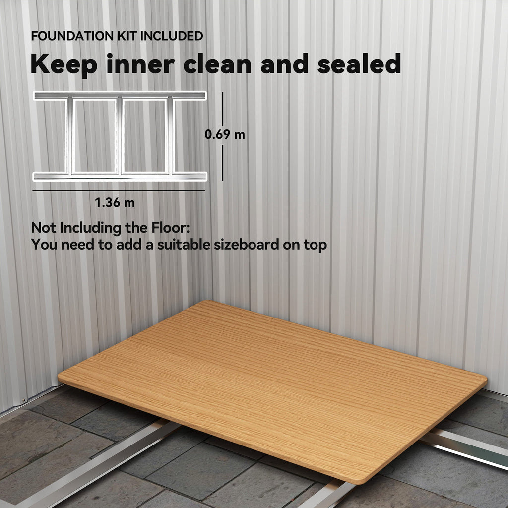 Garden Metal Tool Storage Shed with Sliding Door, Sloped Roof and Floor Foundation, 152 x 132 x 188cm Outsunny