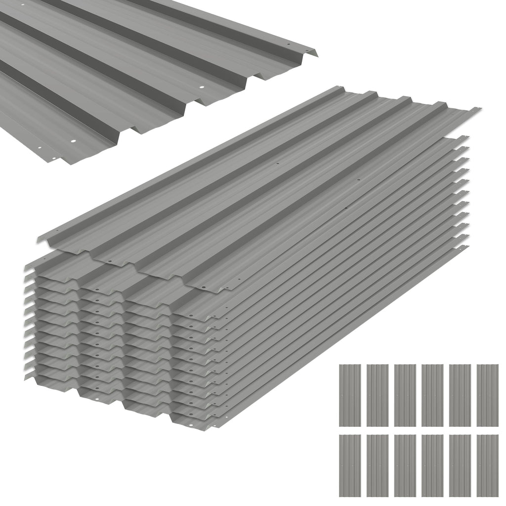 Set of 12 Corrugated Steel Roof Sheet Panels Outsunny