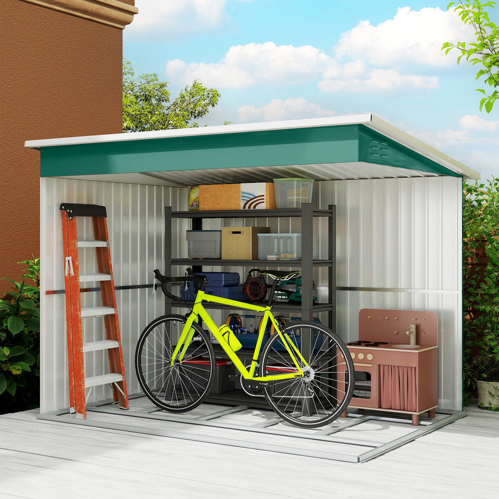 8.5 x 6ft Storage Shed Galvanised Steel Garden Shed, Metal Shed with Foundation Kit, Window, Lockable Wide Doors and Air Vents for Outdoor Patio Outsunny