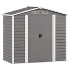 7 x 4ft Garden Shed, Easy to Assemble, Upgraded Galvanised Steel Frame with Foundation Kit, Double Doors with Lock, Outdoor Metal Shed with Vents and Gloves, Garden Storage Shed Outsunny