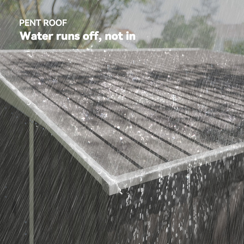 11.3 x 9.2ft Lean to Metal Garden Shed, Outdoor Galvanised Tool Storage House with Double Sliding Doors and 2 Air Vents