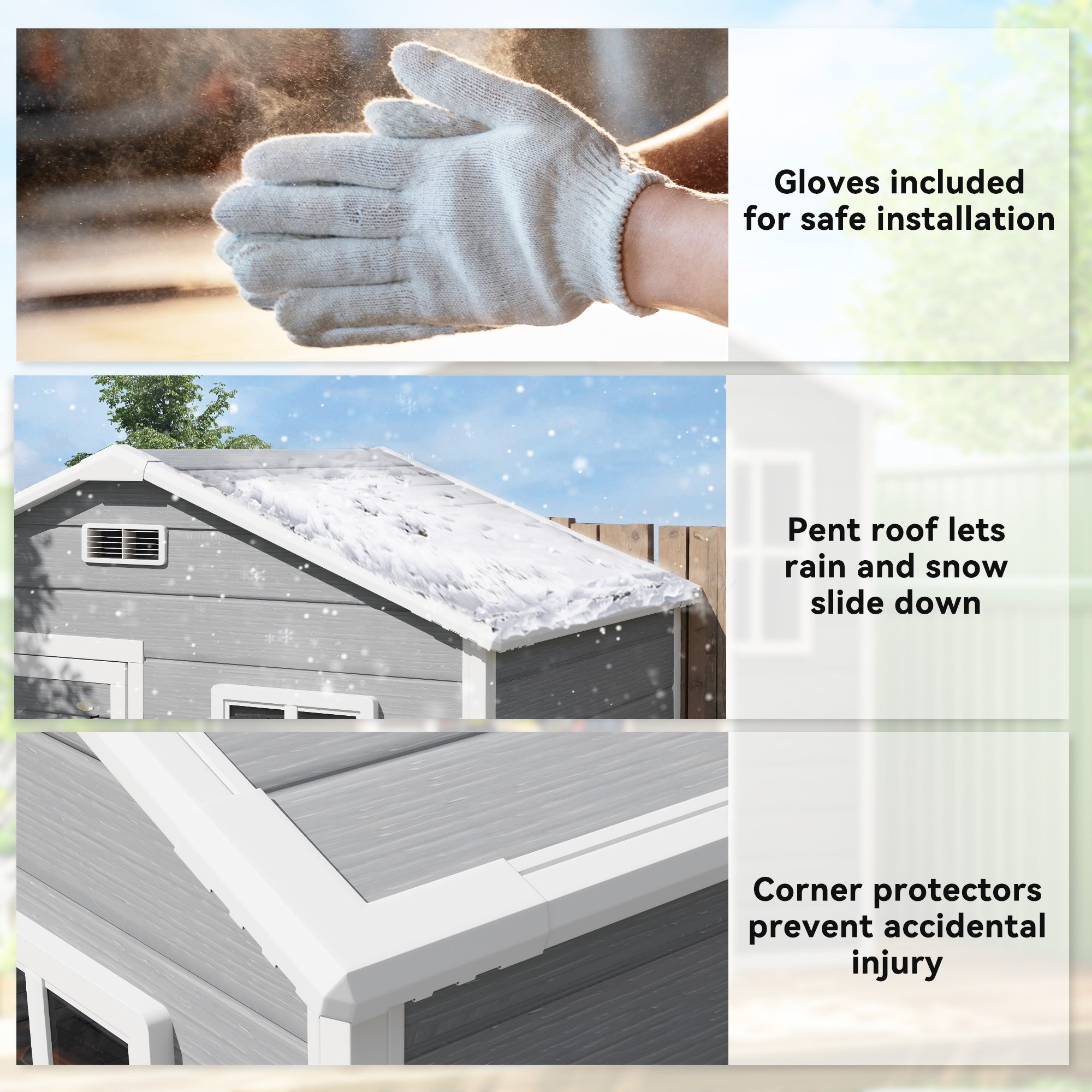 6 x 4ft Garden Shed, Plastic Shed with Floor, Window, Lockable Door and Vents, Wood Effect Resin Tool Shed for Outdoor, Grey Outsunny