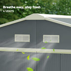 13 x 11ft Metal Garden Shed, Outdoor Storage Tool House with Ventilation Slots, Foundation Kit and Lockable Double Doors