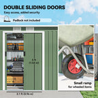 9ft x 4ft Metal Garden Shed, Outdoor Tool House with Foundation Kit, Ventilations and Double Doors Outsunny