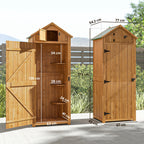 Garden Shed Wood Outdoor Garden Tool Storage Unit with 3 Detachable Shelves, 77 x 54.2 x 179cm Outsunny