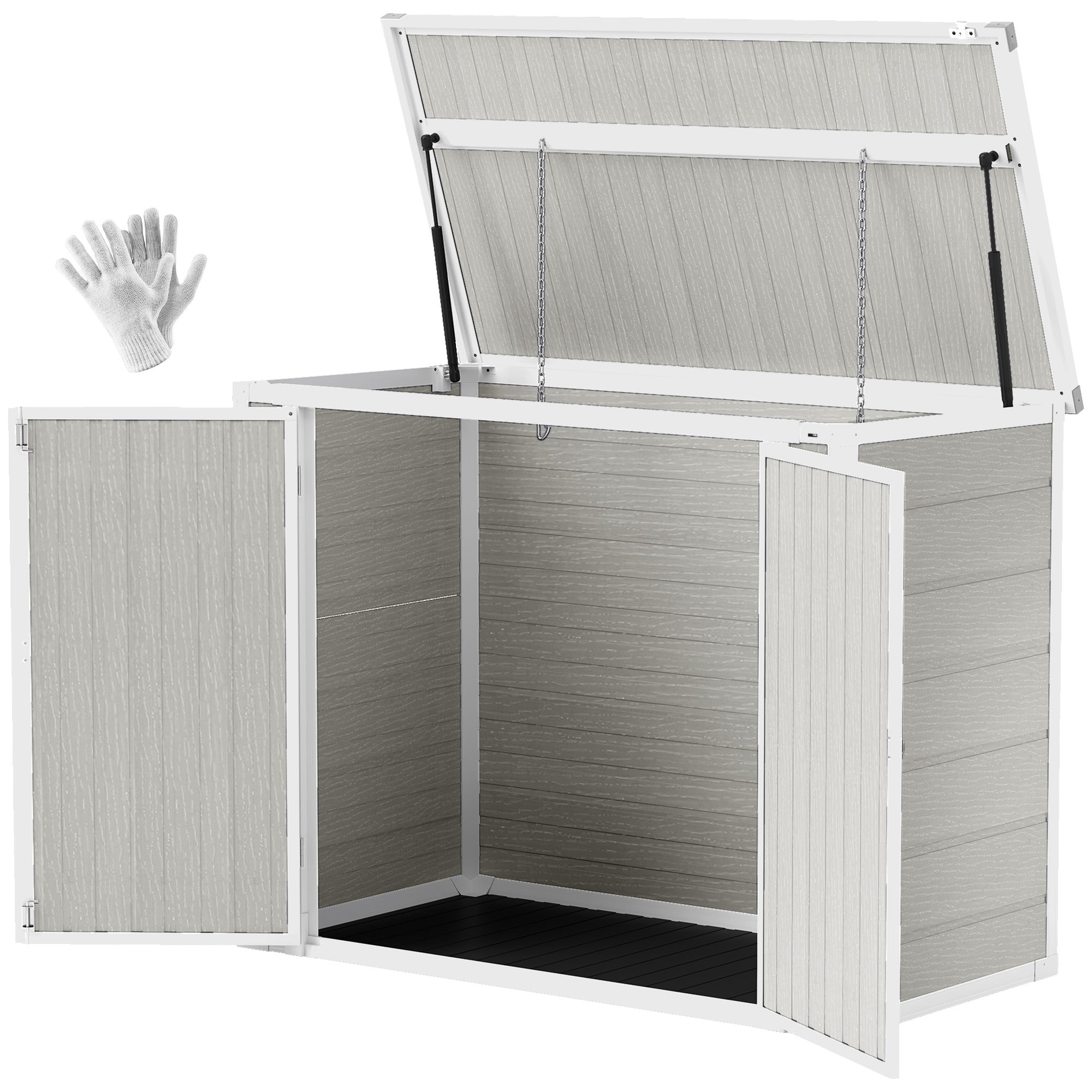 4.7 x 2.5FT Garden Shed, Lockable Outdoor Storage with Openable Lid, Small Shed for 2 Trash Cans, Tools, Patio Outsunny