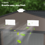 9 x 6ft Metal Garden Shed, Outdoor Storage Tool House with Ventilation Slots, Foundation Kit and Lockable Double Doors Outsunny