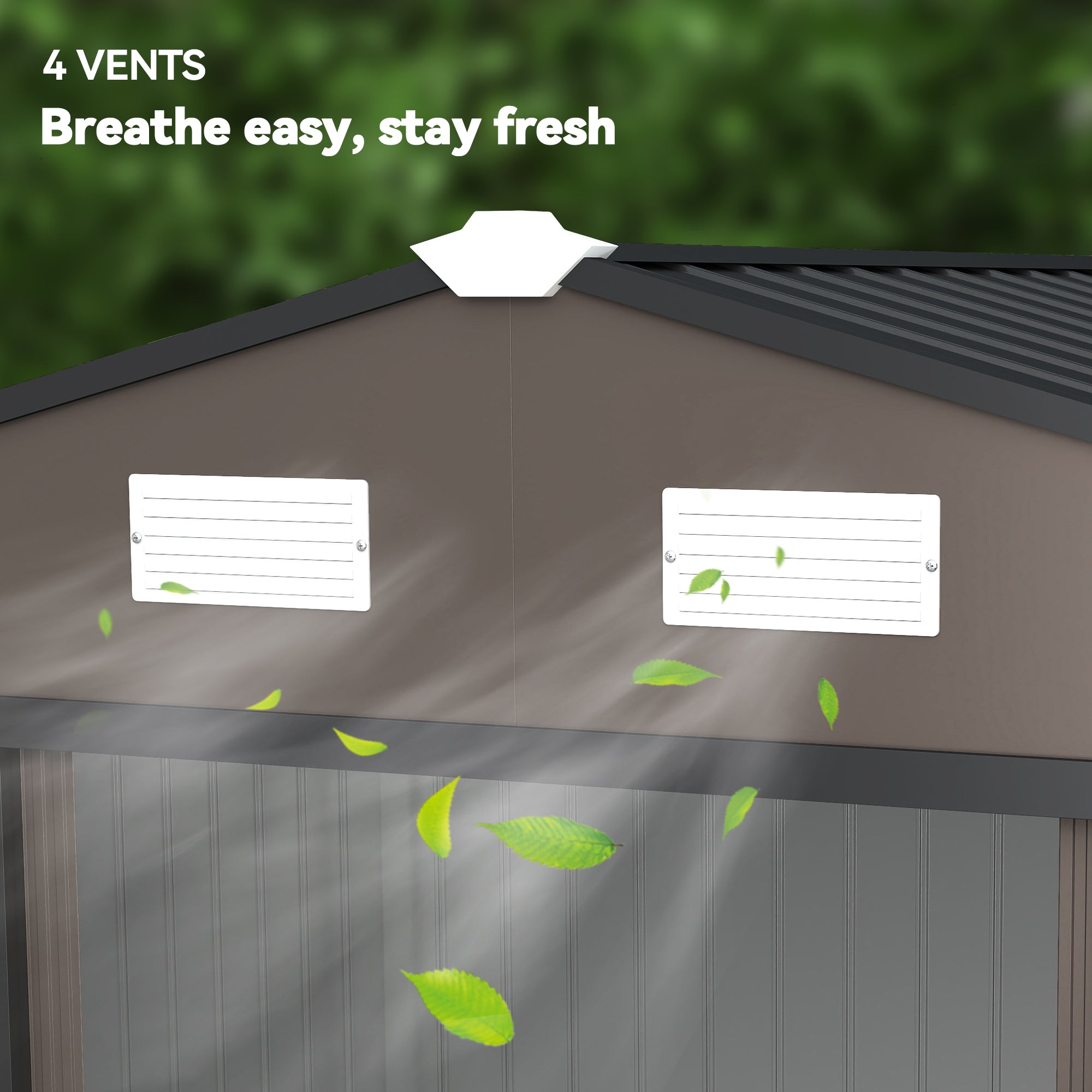9 x 6ft Metal Garden Shed, Outdoor Storage Tool House with Ventilation Slots, Foundation Kit and Lockable Double Doors Outsunny