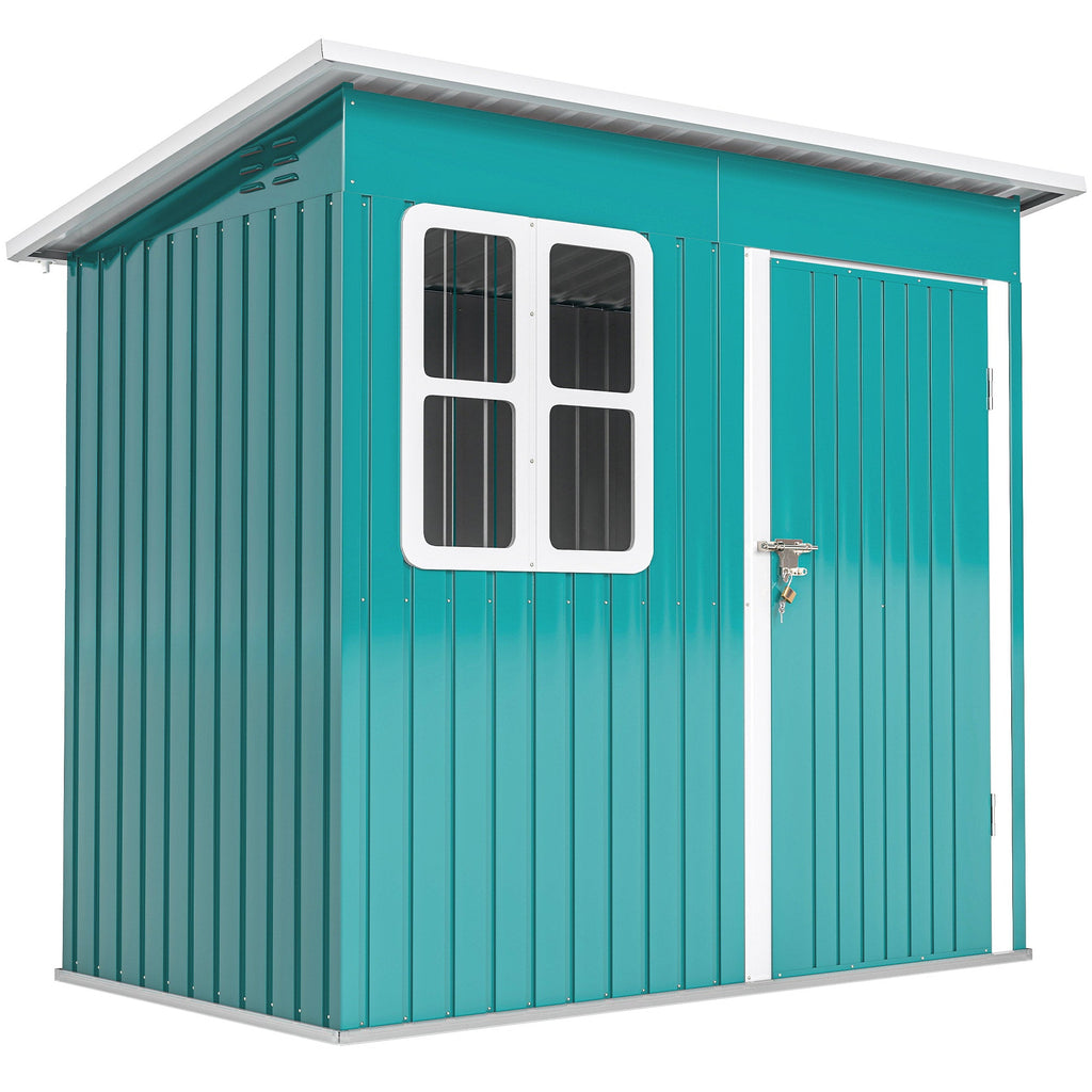 7 x 4ft Galvanised Steel Garden Shed, with Lock and Gloves Outsunny