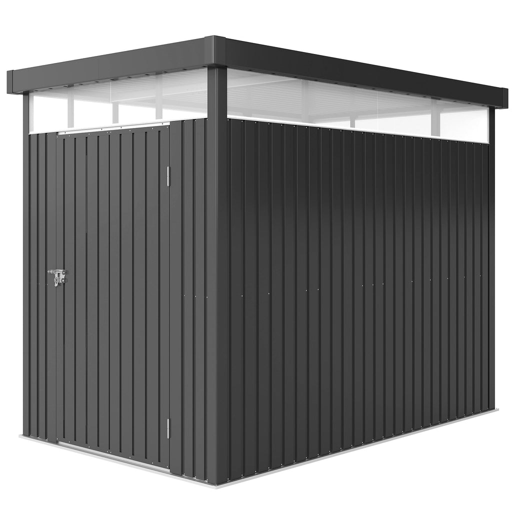 5.3 x 8.5ft Galvanised Steel Garden Shed, Metal Shed with Roof Windows, Leakage Holes and Lockable Wide Door for Outdoor Patio Tool Storage Outsunny